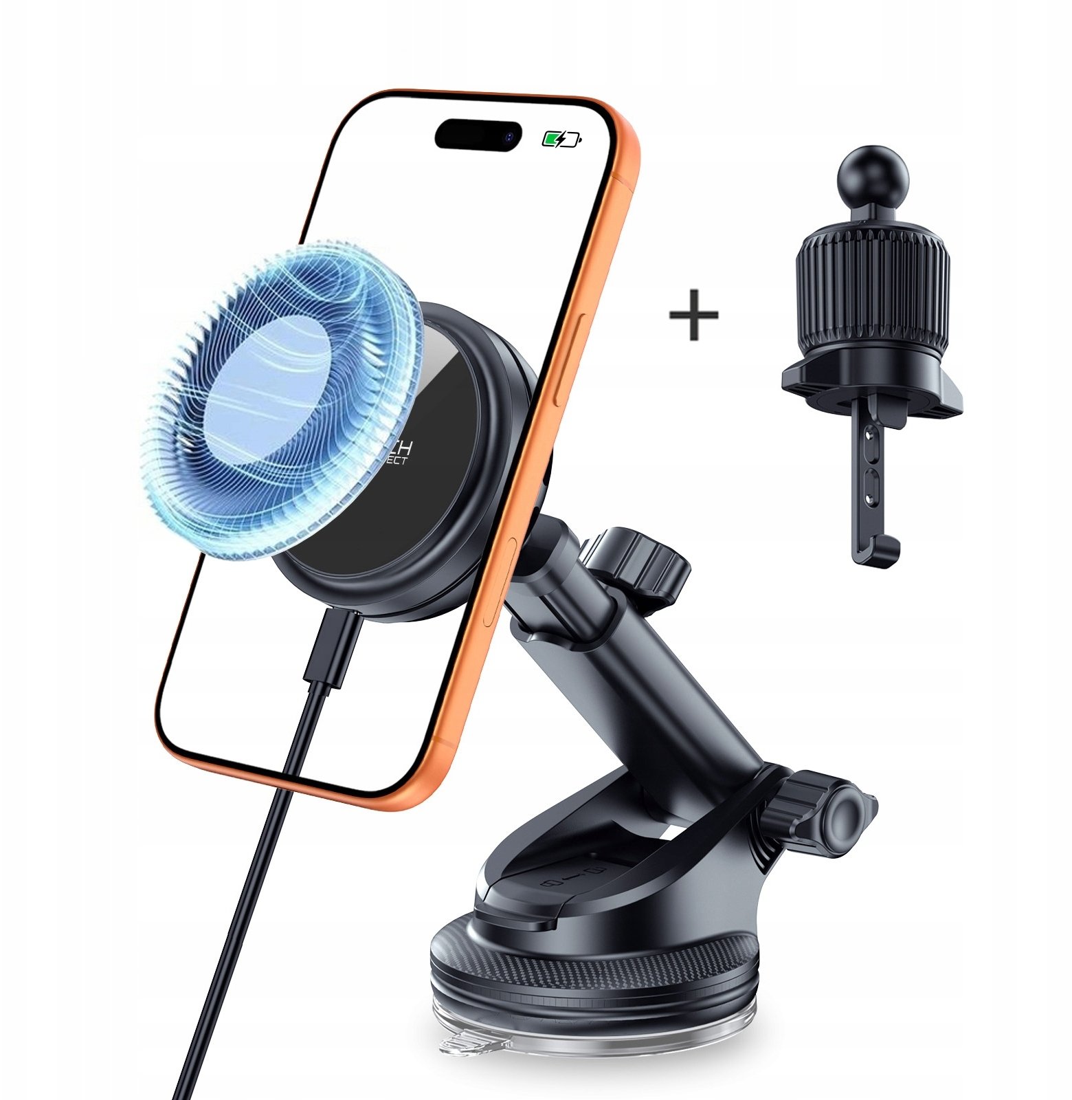 TECH-PROTECT V9 ARCTICBOOST MAGNETIC MAGSAFE DASHBOARD & VENT CAR MOUNT WIRELESS CHARGER 25W QI2.2 BLACK