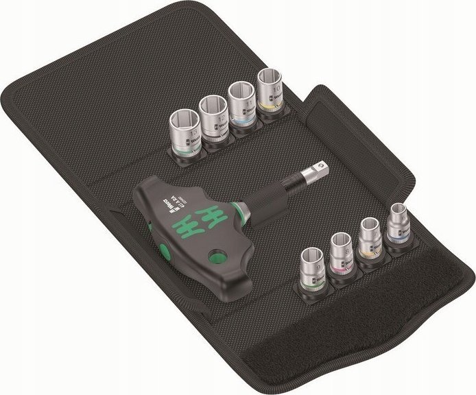 Wera Wera Kraftform Kompakt 400 RA Set 2, with ratchet function, socket wrench (black/green, 1/4, 9 pieces, with ball lock)