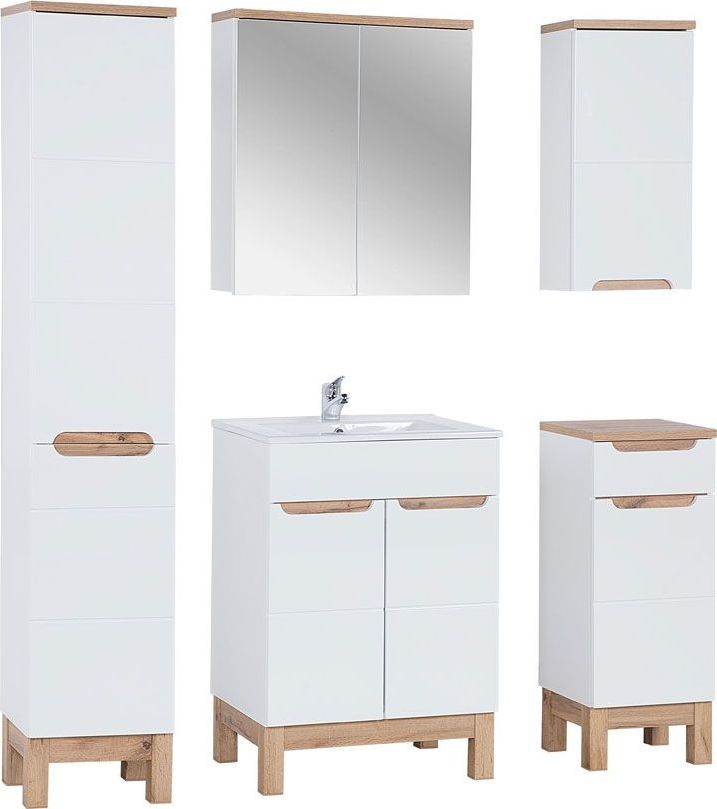 Elior Zestaw mebli łazienkowych z koszem Marsylia 3Q 60 cm - Biały połysk