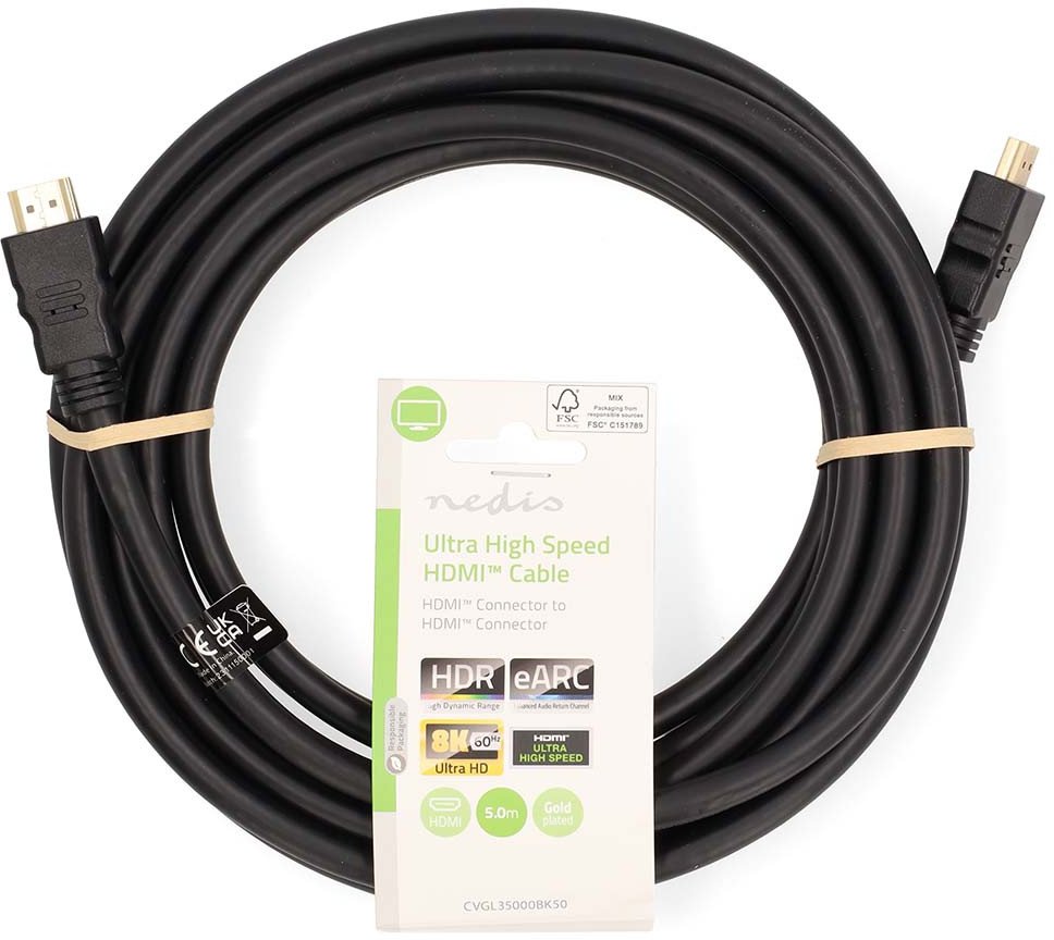 Kabel Nedis CVGL35000BK50 kabel HDMI 5 m HDMI Typu A (Standard) Czarny
