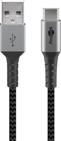 Kabel USB Goobay USB-A - USB-C 0.5 m Srebrny (JAB-6985368)
