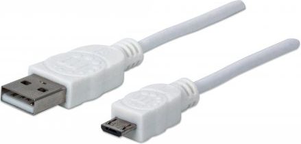 Kabel USB Manhattan USB-A - microUSB 1 m Biały (323987)