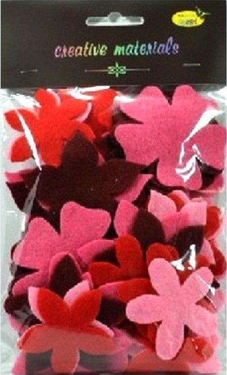 Kwiatki z filcu czerwienie i róże 60szt