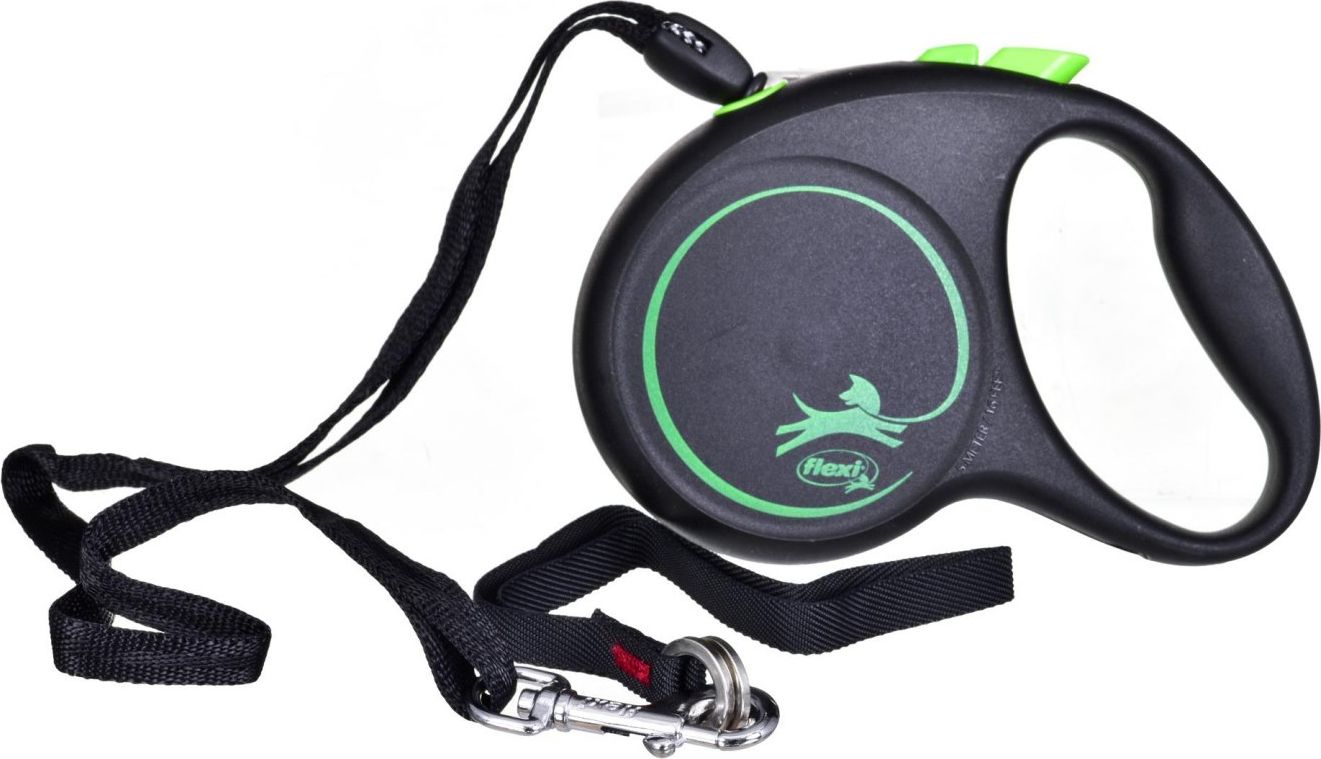 Flexi Smycz automatyczna Black Design S linka 5 m kol. zielony