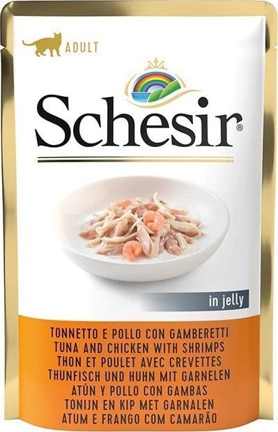 SCHESIR Adult Tuńczykiem AND Kurczak z SHRIMPS 85g