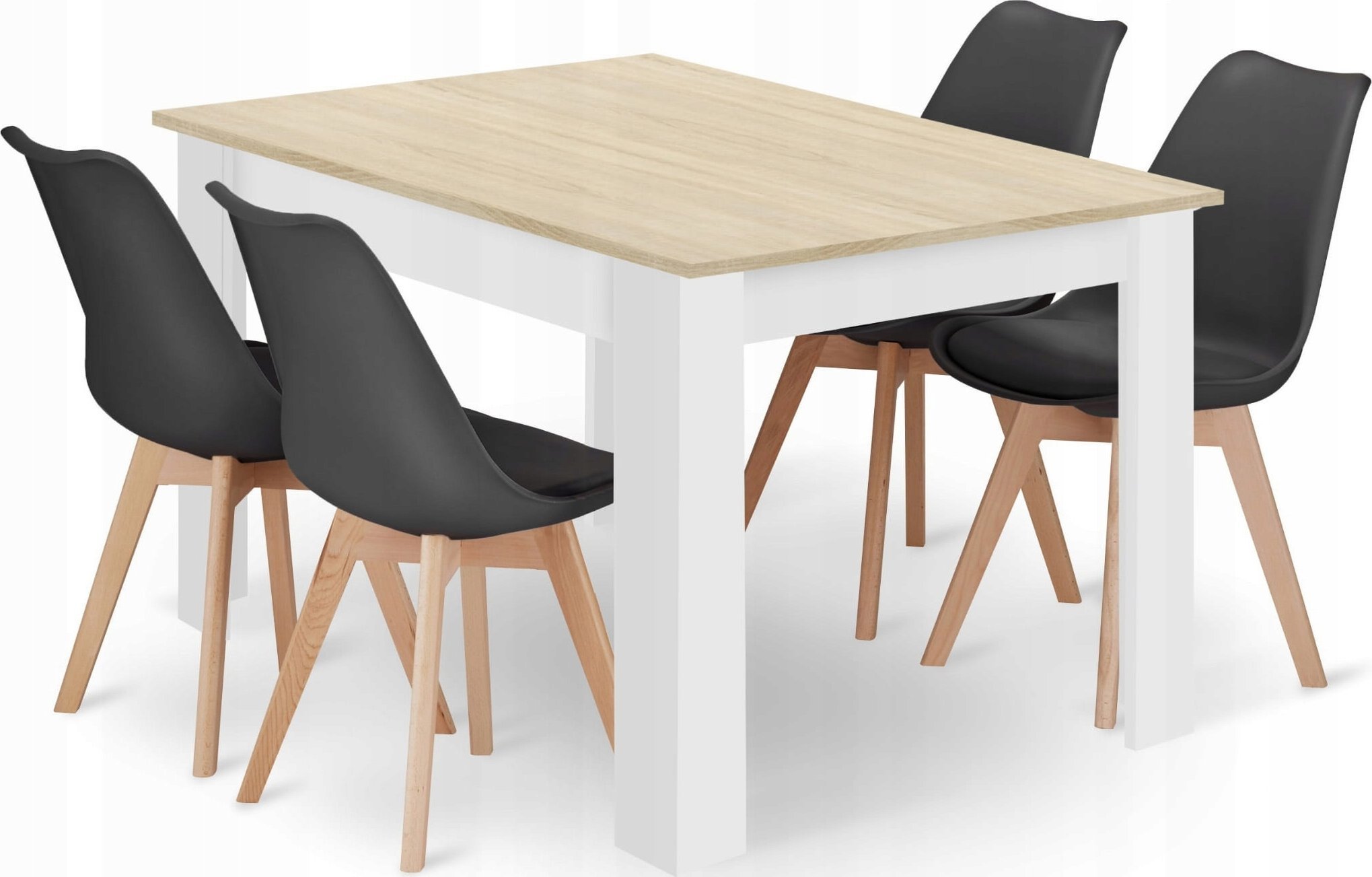Leobert Zestaw stół prostokątny 120x80 dąb sonoma + 4 krzesła MARK czarne