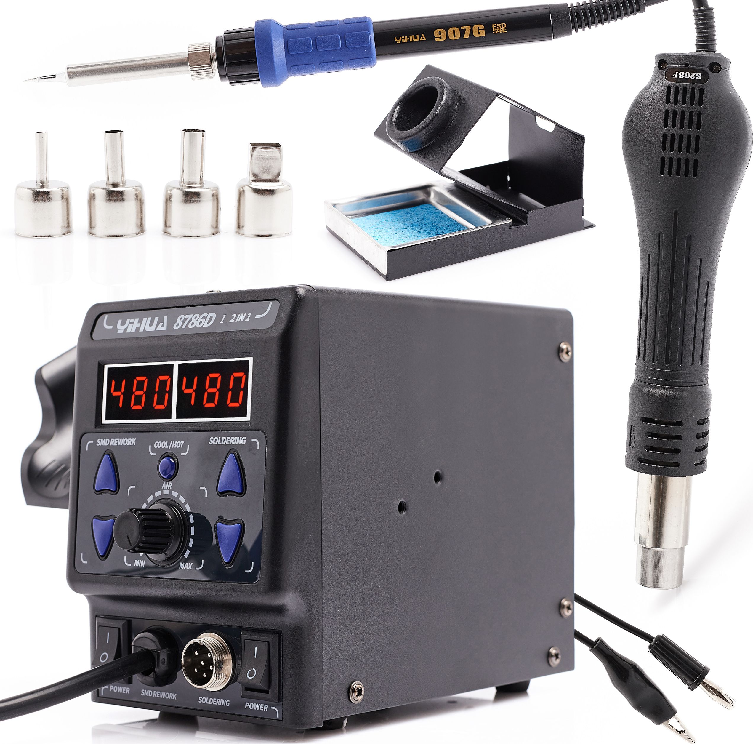 Techrebal Stacja lutownicza 2w1 Yihua 8786D-I