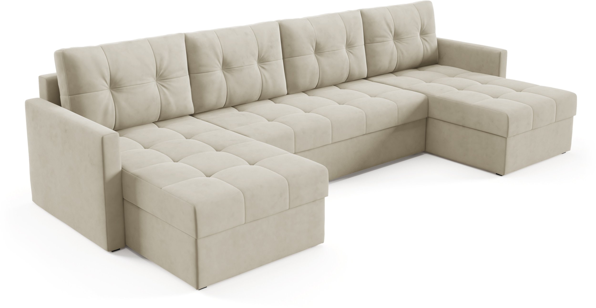 IVIO Duży Narożnik U funkcja spania , pojemnik , welur , velvet manila 02