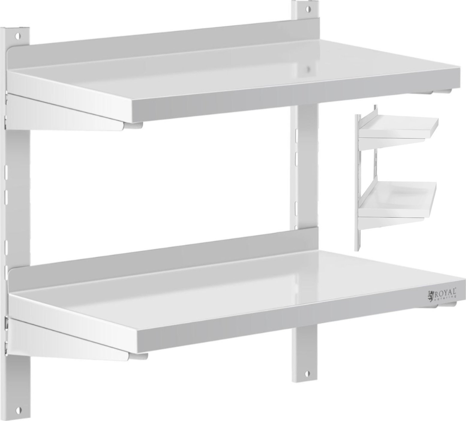 Royal Catering Półka ścienna wisząca gastronomiczna podwójna z regulacją STAL 60 x 30 cm Półka ścienna wisząca gastronomiczna podwójna z regulacją STA