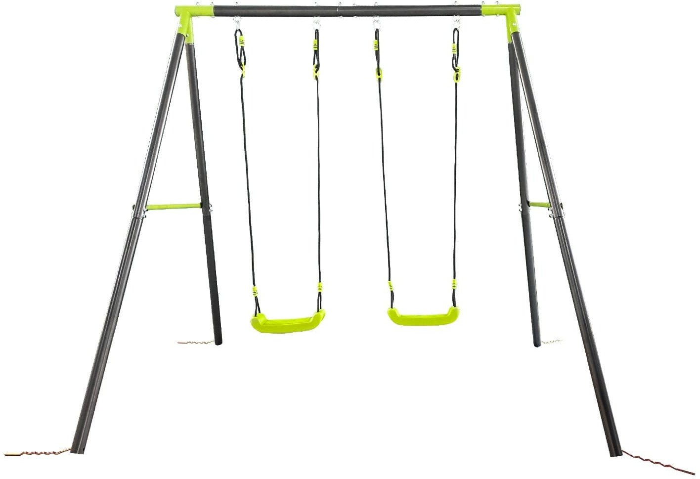 Huśtawka ogrodowa podwójna Deluxe metalowy stelaż, 2 siedziska