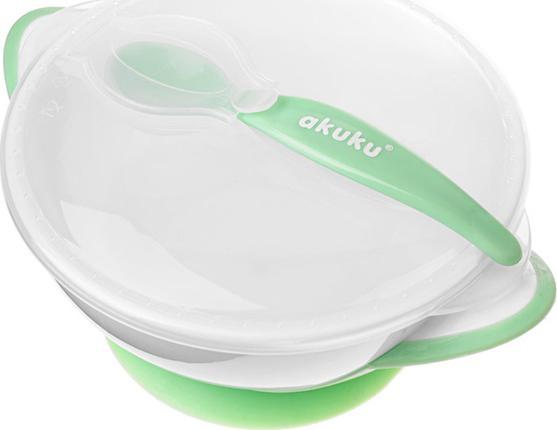 Akuku AKUKU Miseczka na Przyssawce z Łyżeczką i Pokrywką