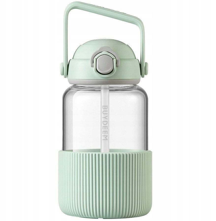 BUYDEEM Szklany bidon ze słomką 1L, model DG710, kolor Cozy Greenish