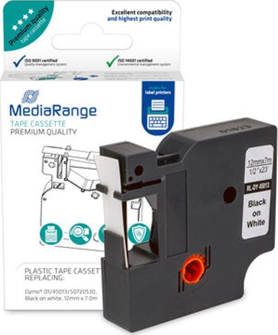 MediaRange MediaRange Schriftbandka. komp. Dymo 12mmx7m laminiert sw/ws