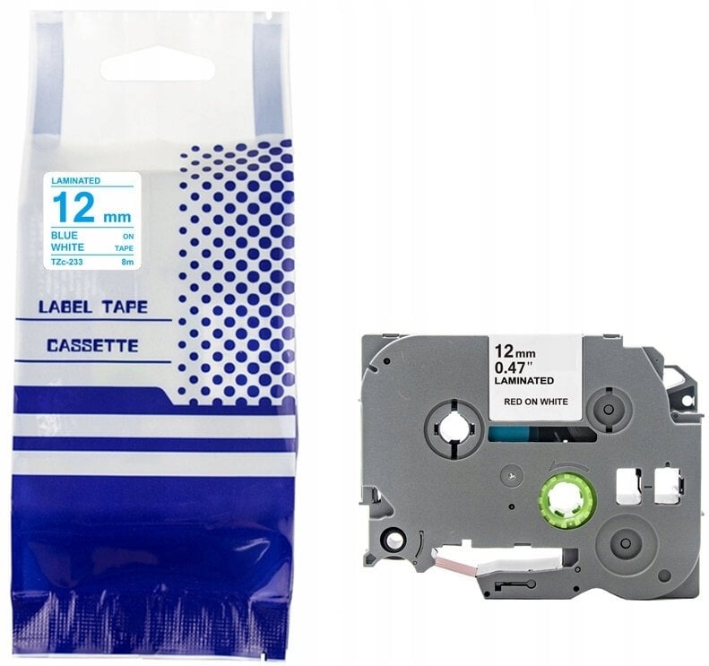 Taśma BROTHER TZe-233 12mm x 8m niebieski na białym zamiennik