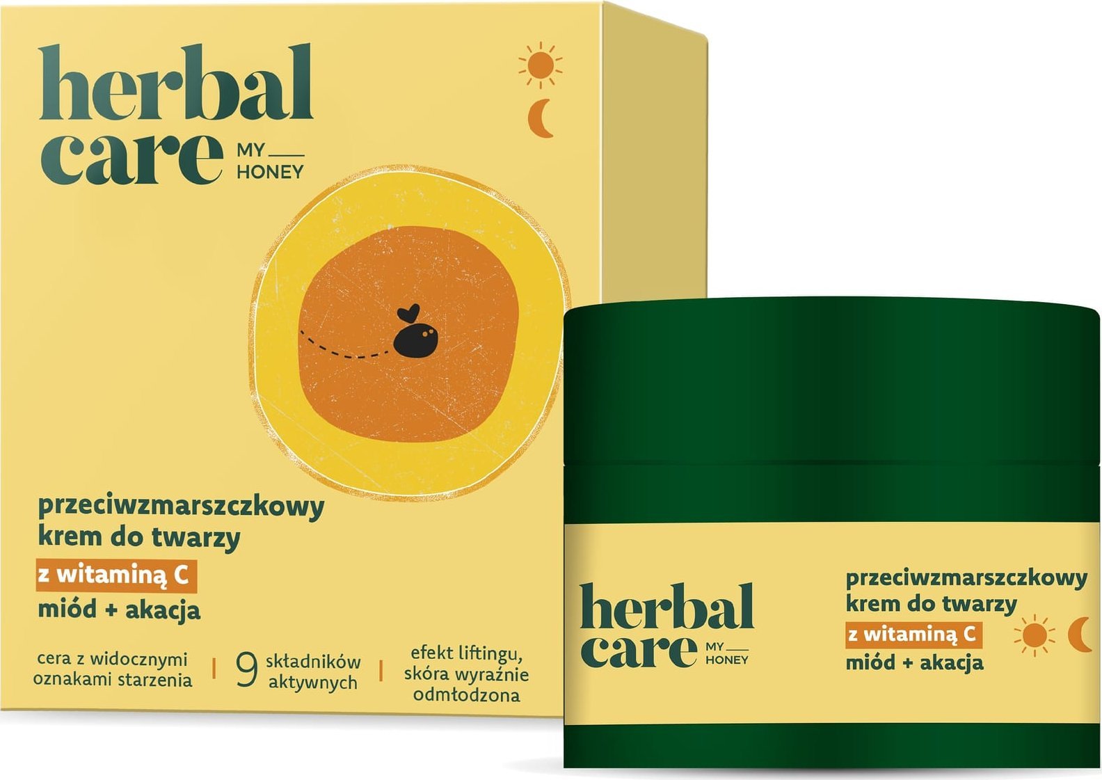 HERBAL CARE My Honey Przeciwzmarszczkowy Krem do twarzy z witaminą C + miód i akacja - do cery z widocznymi oznakami starzenia na dzień i noc 50 ml