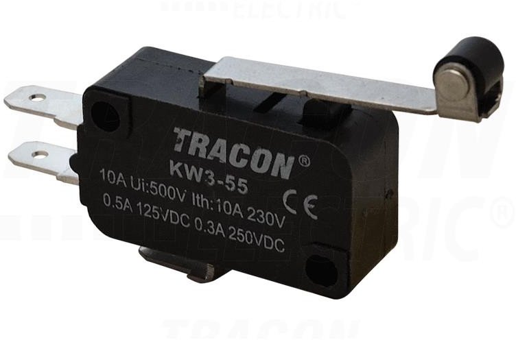 Wyłącznik krańcowy mikro z dźwignią i rolką KW3-55