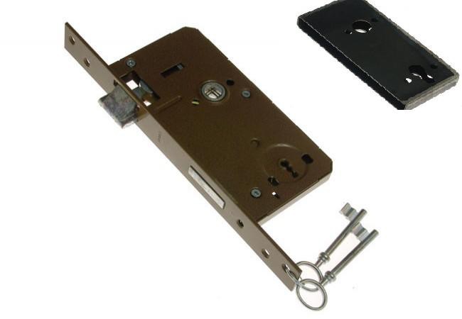 Zamek bramowy na wkładkę + puszka 72x55x30mm 1 komplet
