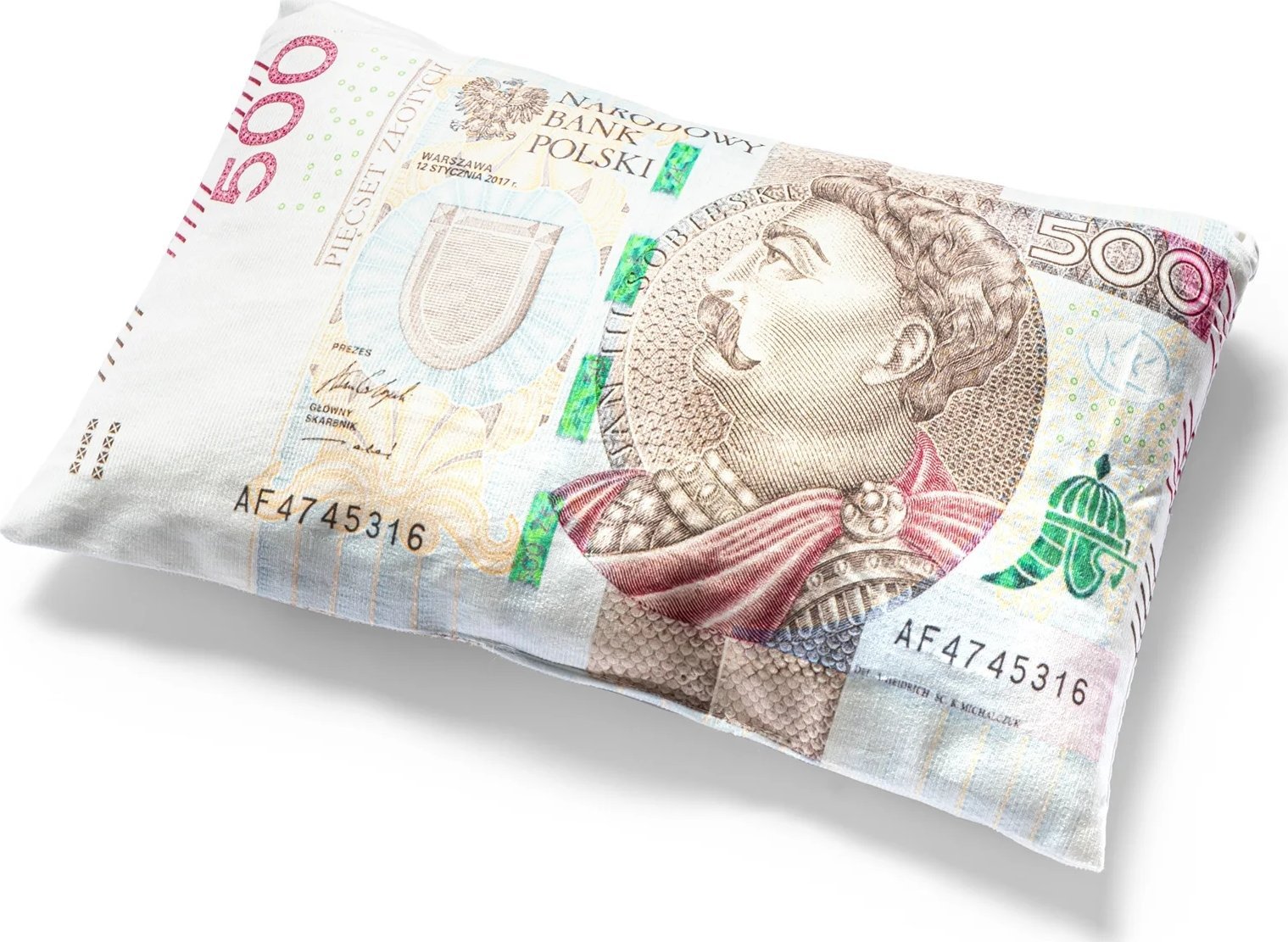 Dekoracyjna Poduszka w kształcie Banknotu - Pięćset Złotych - 500 PLN