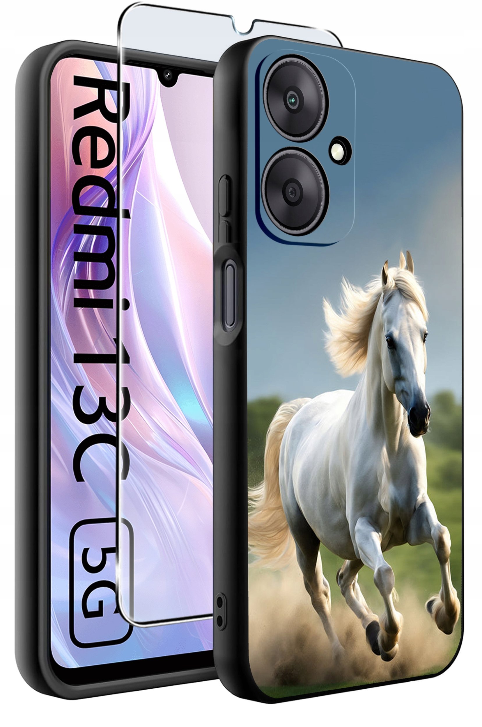 ETUI do Xiaomi Redmi 13C 5G WZORY |SILIKONOWE MATT CASE +SZKŁO HARTOWANE 9H