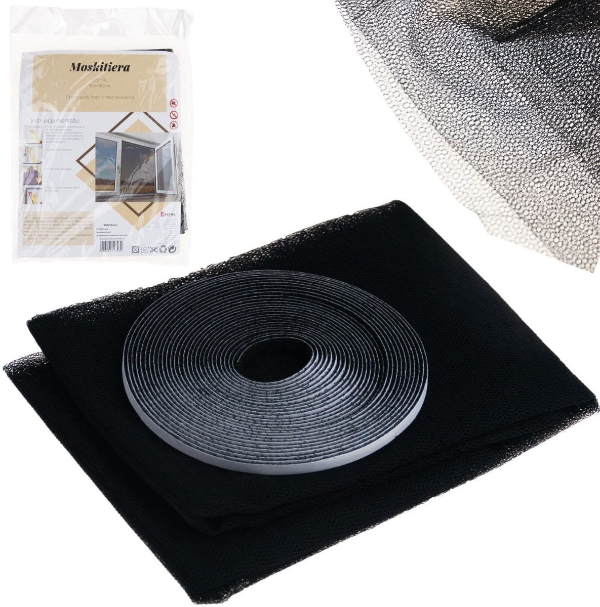ZZ81 MOSKITIERA SIATKA NA OKNO OWADY 180x150 + RZEP