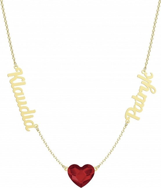 Radziszewska Jewellery Złoty Naszyjnik Imiona Serce Imię Prezent na Dzień Matki 925 DEDYKACJA