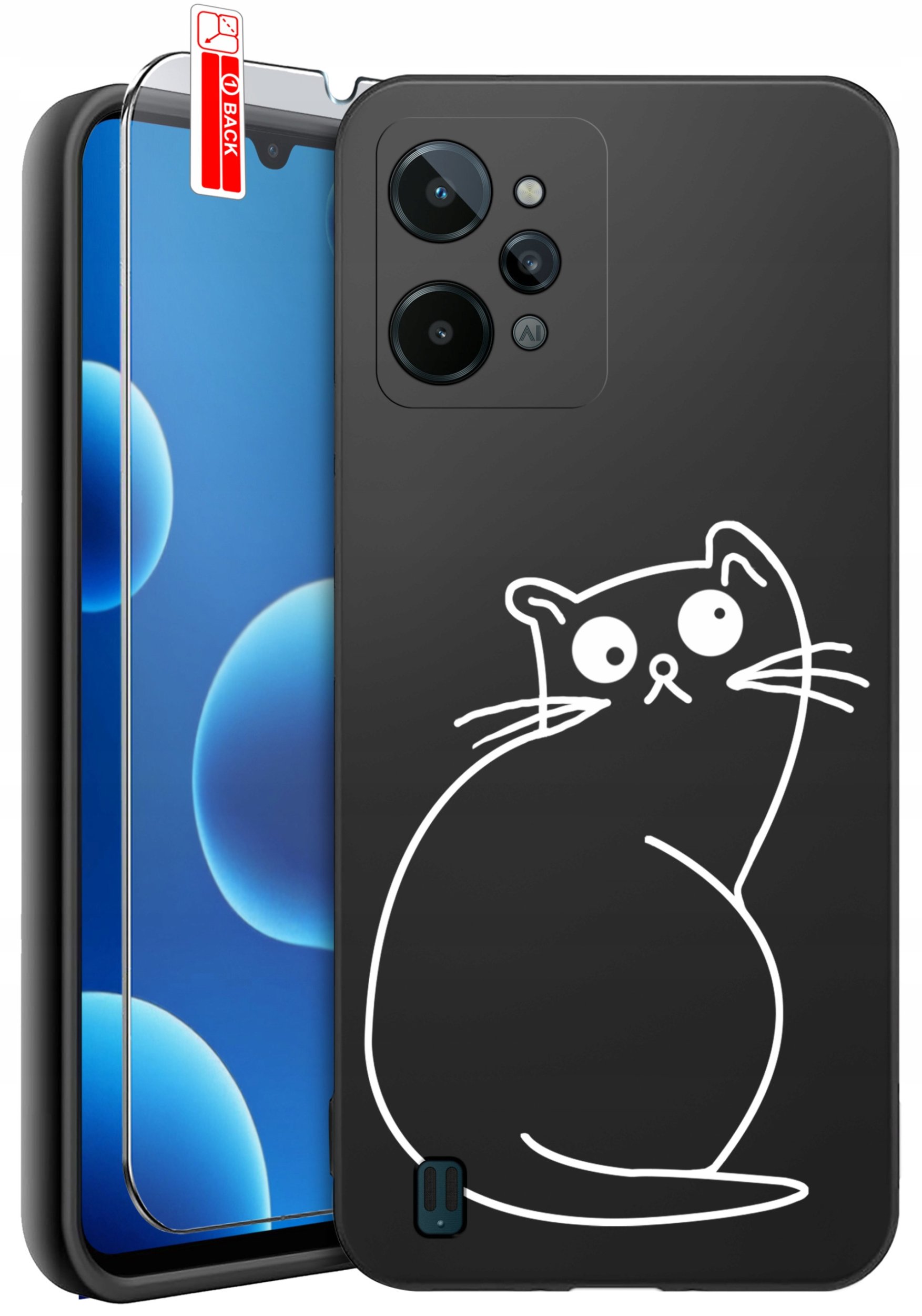 ETUI do Realme C31| WZORY | SILIKONOWE MATT CASE + SZKŁO 9H