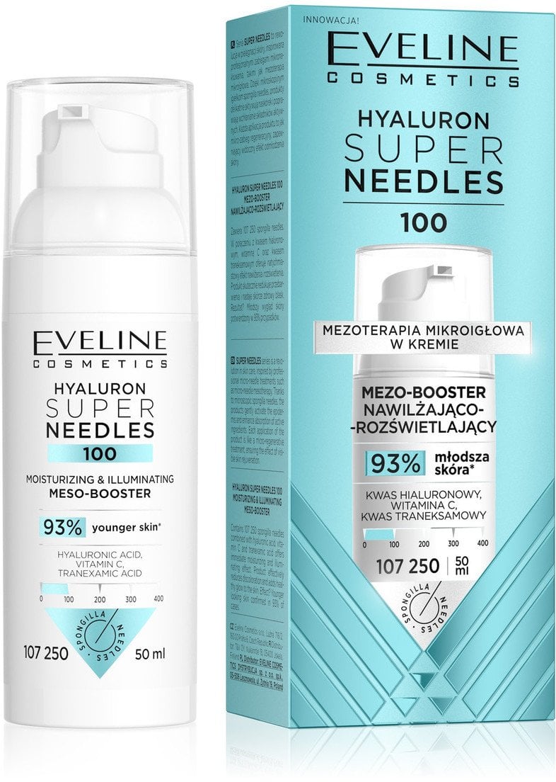 Eveline Hyaluron Super Needles 100 Mezo-booster nawilżająco-rozświetlający 50ml