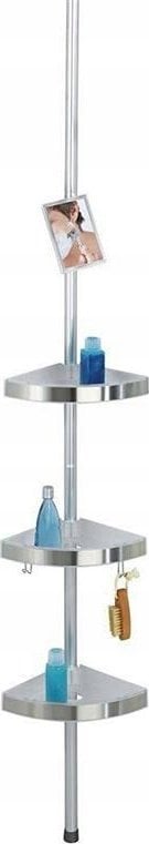 Wenko Półka łazienkowa narożna - półka prysznicowa Premium Edge Matt, 3 poziomy, lusterko, teleskopowa, WENKO