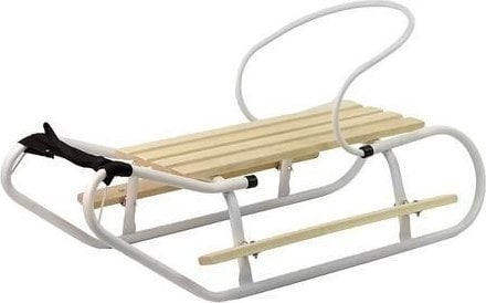 Sanki metalowe z oparcie białe