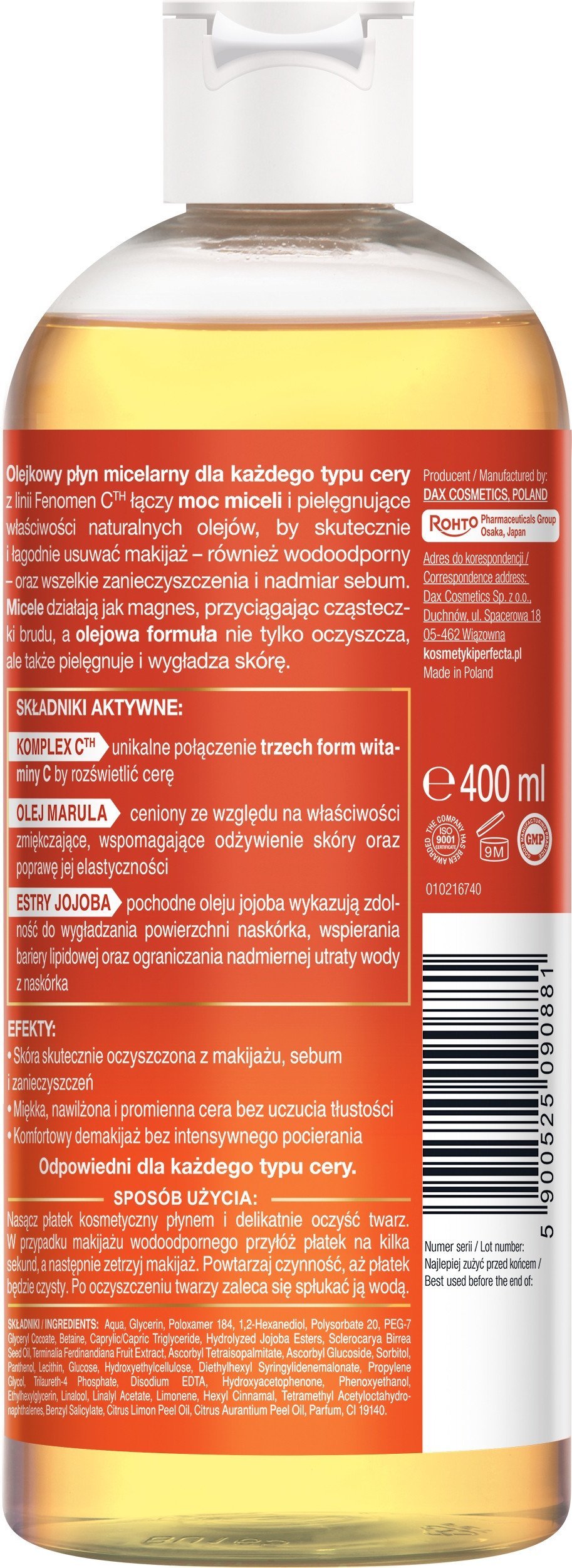 PERFECTA Fenomen C Olejkowy Płyn micelarny 400 ml