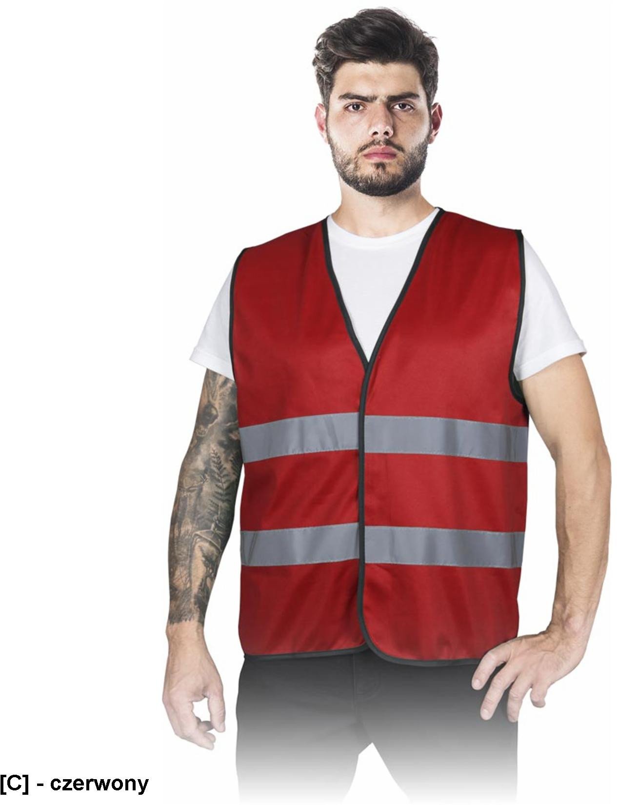 KOS-COLOR - Kamizelka ostrzegawcza niebieska , biała , czarna , czerwona , granatowa , zielona - czerwony XL