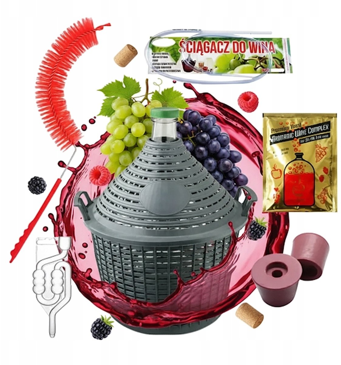 ZESTAW BALON 34L W KOSZYKU GĄSIOR DYMION DO WINA BUTLA