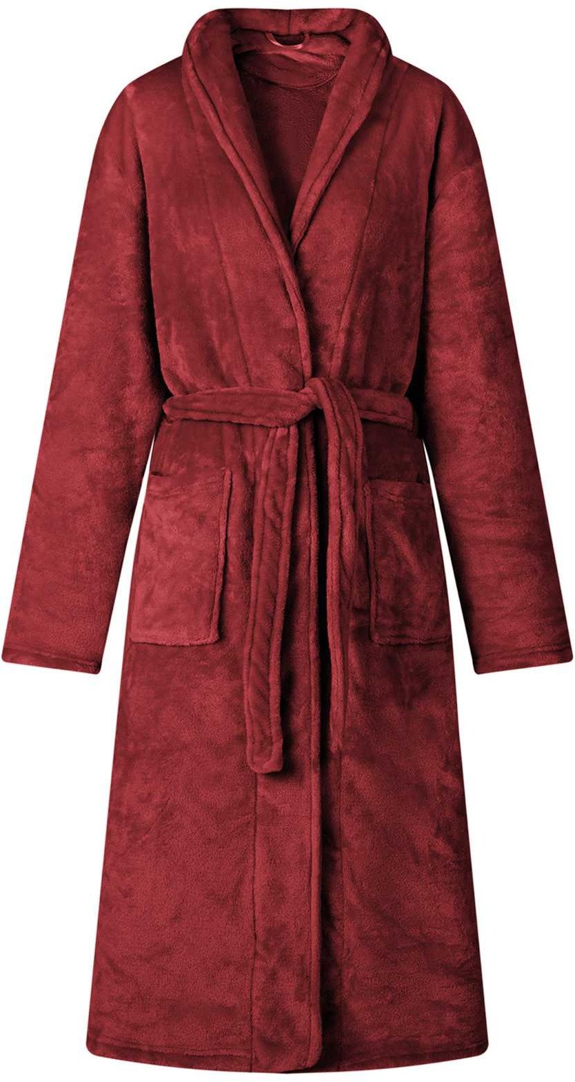 vidaXL Szlafrok bez kaptura Bordeaux Czerwony z flaneli
