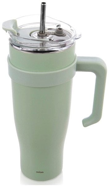 STALOWY KUBEK TERMICZNY TERMOS 1200ml Z RĄCZKĄ I SŁOMKĄ ORION 112282 MIĘTOWY