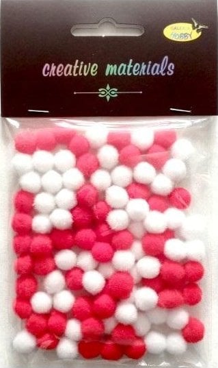 Titanum Pompony akrylowe biało-czerwona 10mm 100szt