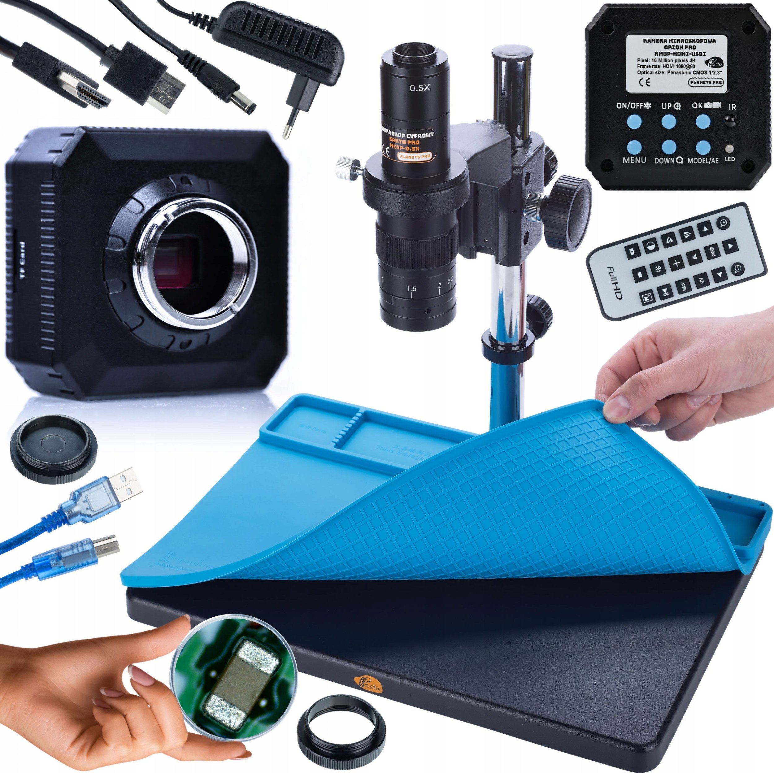 Mikroskop Rosfix MIKROSKOP CYFROWY LUTOWANIE JUBILERSTWO KAMERA 4KUHD DUŻA SILIKONOWA MATA