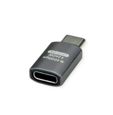 Adapter ROLINE, USB4 Gen 3x2, aluminium, typ C, M/F, srebrny