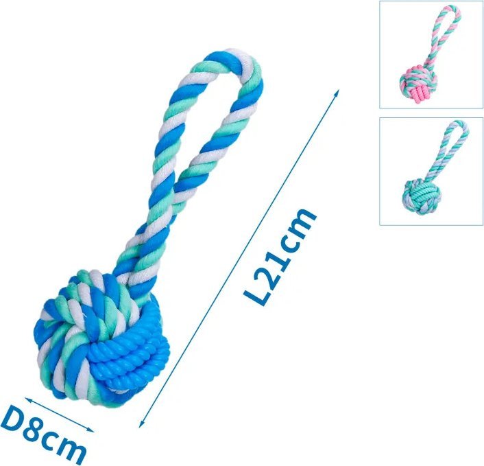 Nobleza Zabawka z bawełnianego sznura z piłką i uchwytem dla psa Zabawka z bawełnianego sznura z piłką i uchwytem dla psa