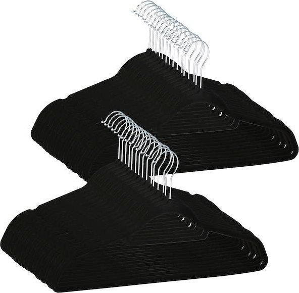 Springos Wieszaki welurowe na ubrania 30 szt. zestaw premium czarny UNIWERSALNY