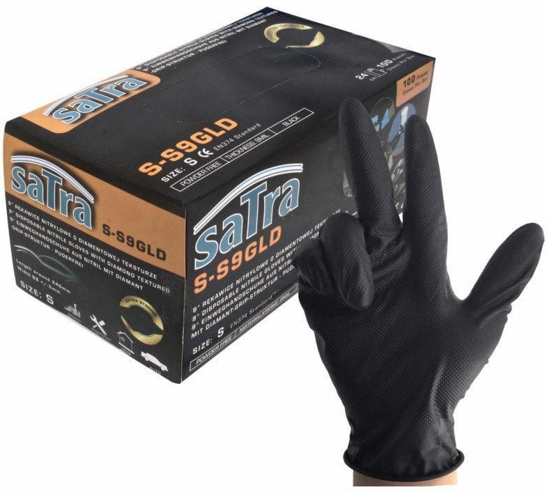SATRA NITRILE GLOVES BLACK size S 100pcs.