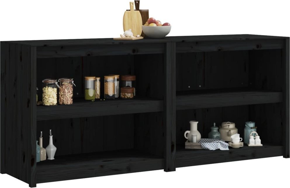 Szafa ogrodowa vidaXL Szafki kuchenne na zewnątrz, 2 szt, czarne, lite drewno sosnowe