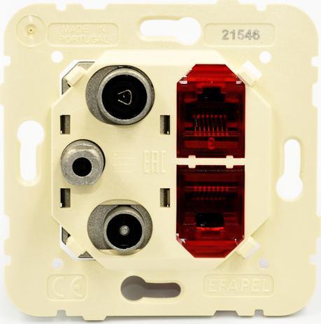 Efapel EFAPEL LOGUS90 GNIAZDO MULTIMEDIALNE RTV/SAT 2*RJ45 KAT. 6 KOŃCOWE 21546