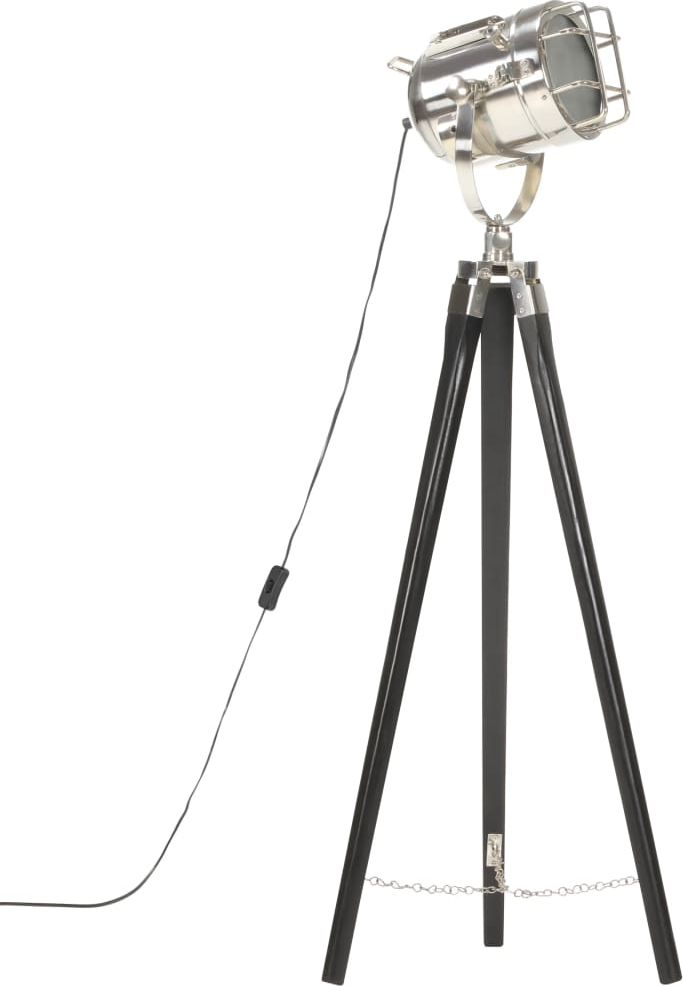 Lampa podłogowa Lumes Czarna lampa stojąca retro drewniana - EX191-Savita