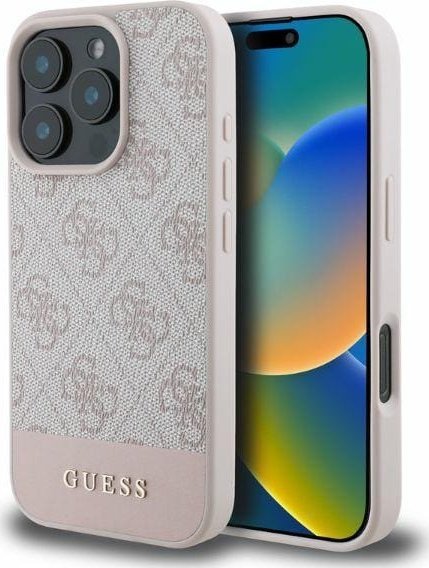 Guess GUHCP16LG4GLPI iPhone 16 Pro 6.3" różowy/pink hardcase 4G Bottom Stripe