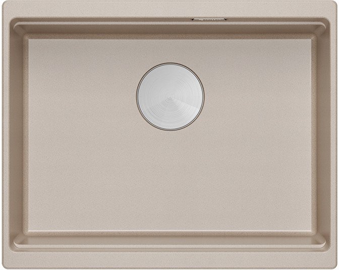 LOGAN 100 GraniteQ zlewozmywak pearl beige 56x45x21,5 cm 1-komorowy podwieszany z syfonem manualnym stal szlachetna