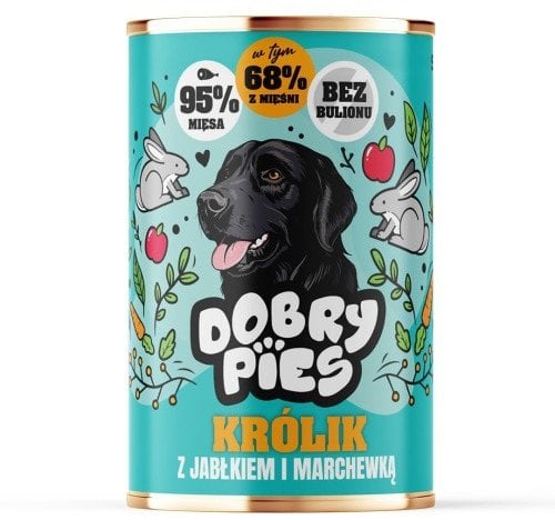DOBRY PIES Królik z jabłkiem i marchewką mokra karma dla psa 400g