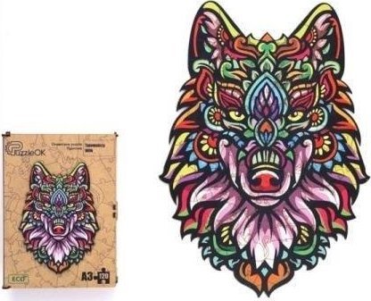PuzzleOK Puzzle drewniane eko 120 Tajemniczy wilk A3