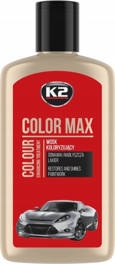 K2 K2 WOSK KOLORYZUJĄCY, NABŁYSZCZA I CHRONI. COLOR MAX 250 CZEROWONY 250ML