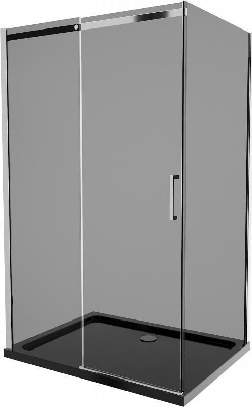 Mexen Mexen Omega kabina prysznicowa rozsuwana 120 x 90 cm, grafit, chrom + brodzik Flat, czarny - 825-120-090-01-40-4070