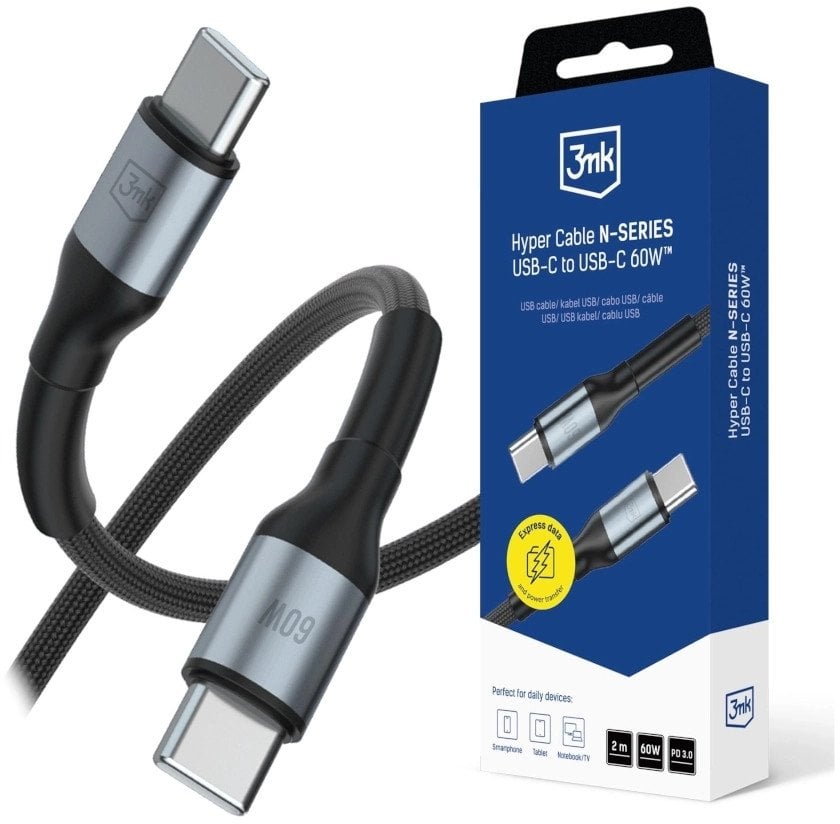 Kabel USB 3MK USB-C - USB-C 2 m Czarny